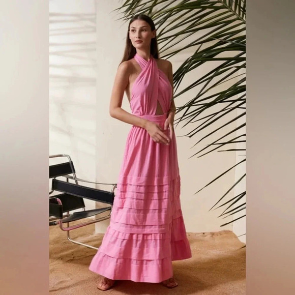 NWT RUE STIIC Backless Cotton Maxi Dress in PEONY PINK Size XS - Picture 5 of 15